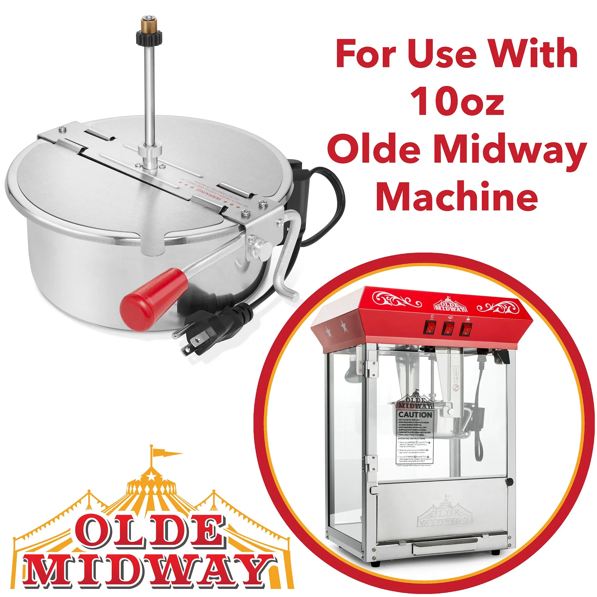 10-Ounce Popcorn Replacement Kettle for Olde Midway Popcorn Machines