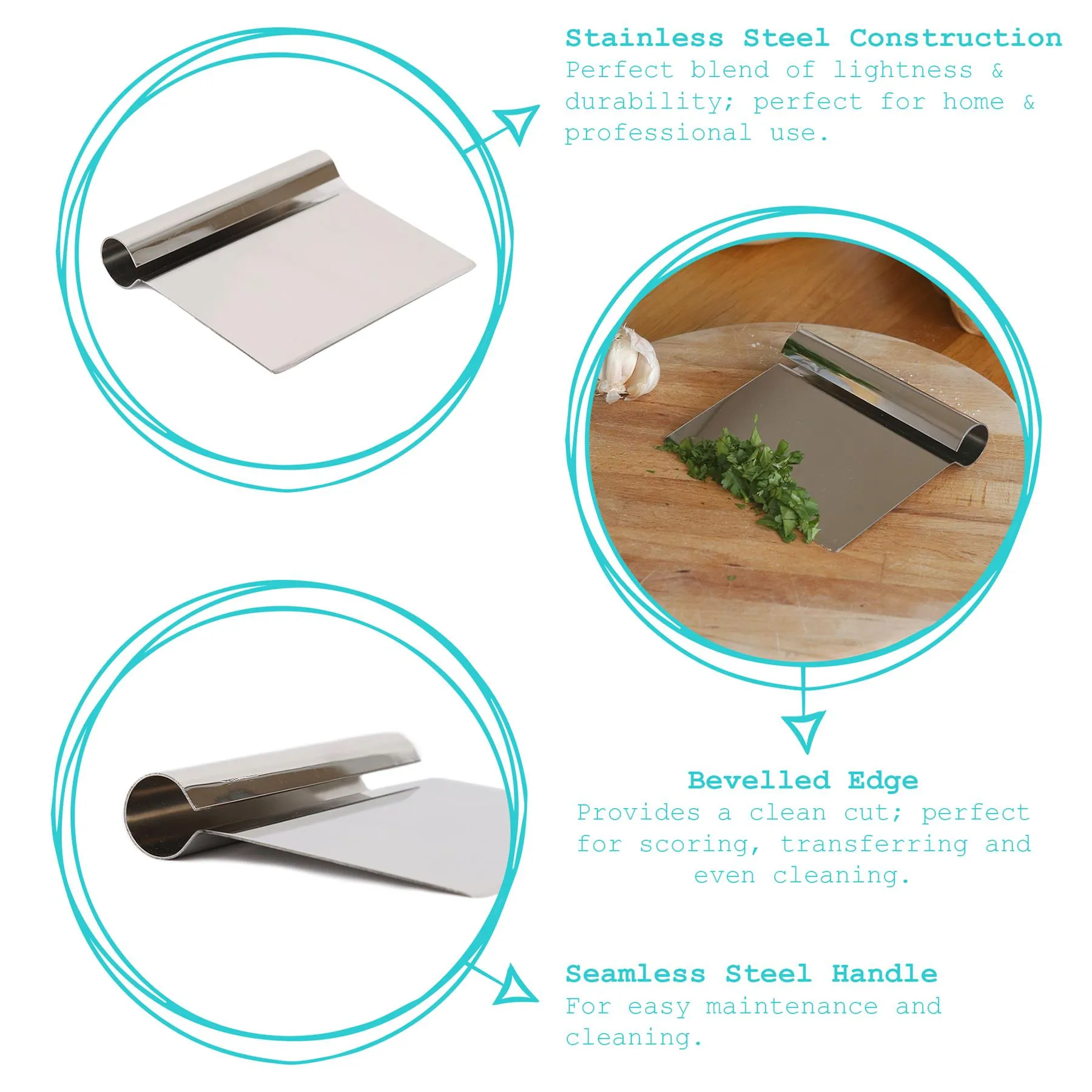 13.5cm Stainless Steel Dough Scraper - By Argon Tableware