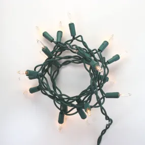 15-bulb Clear Glass Craft Lights, Green Wire