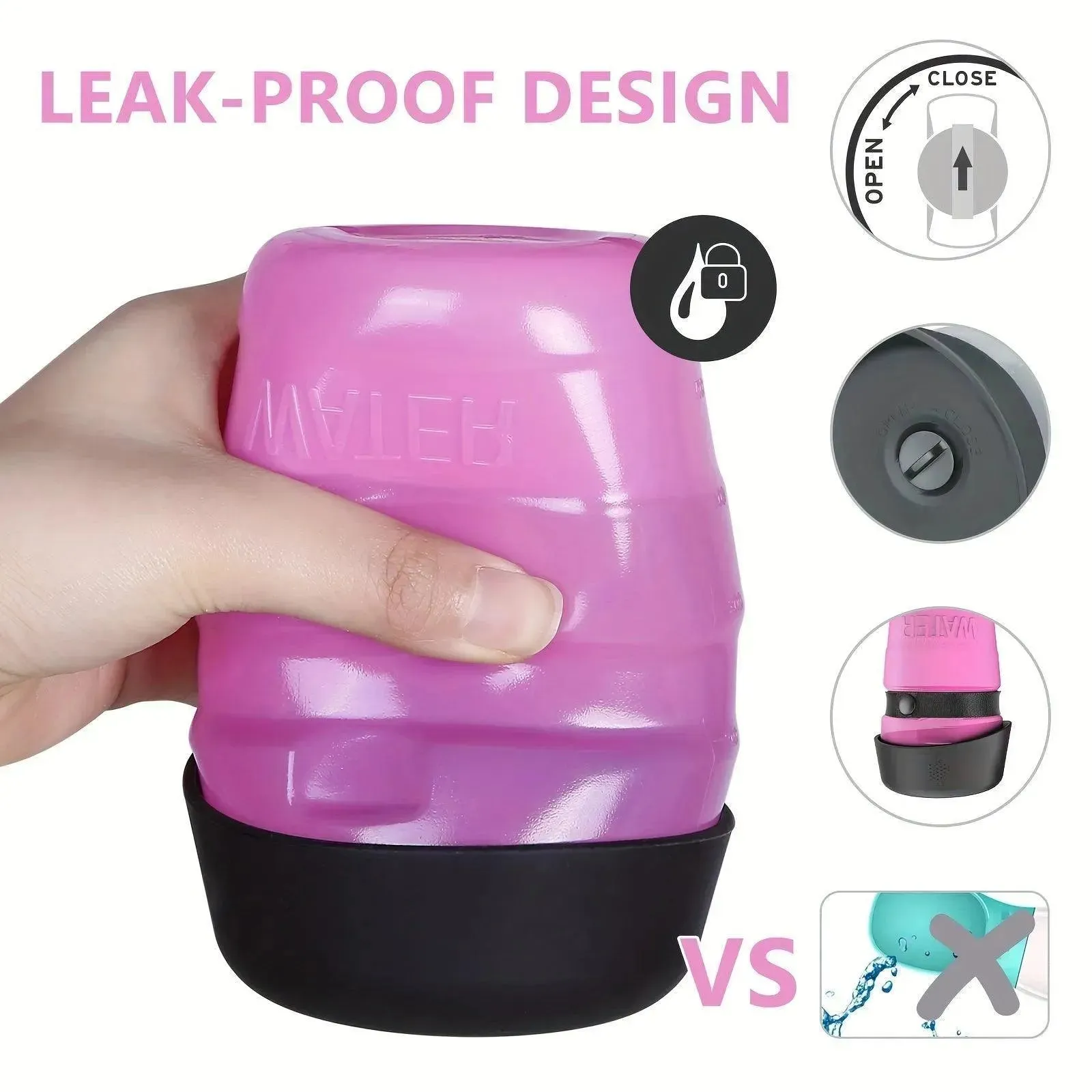 18oz Collapsible Dog Water Bottle - Leakproof, BPA-Free, Macaron Colors