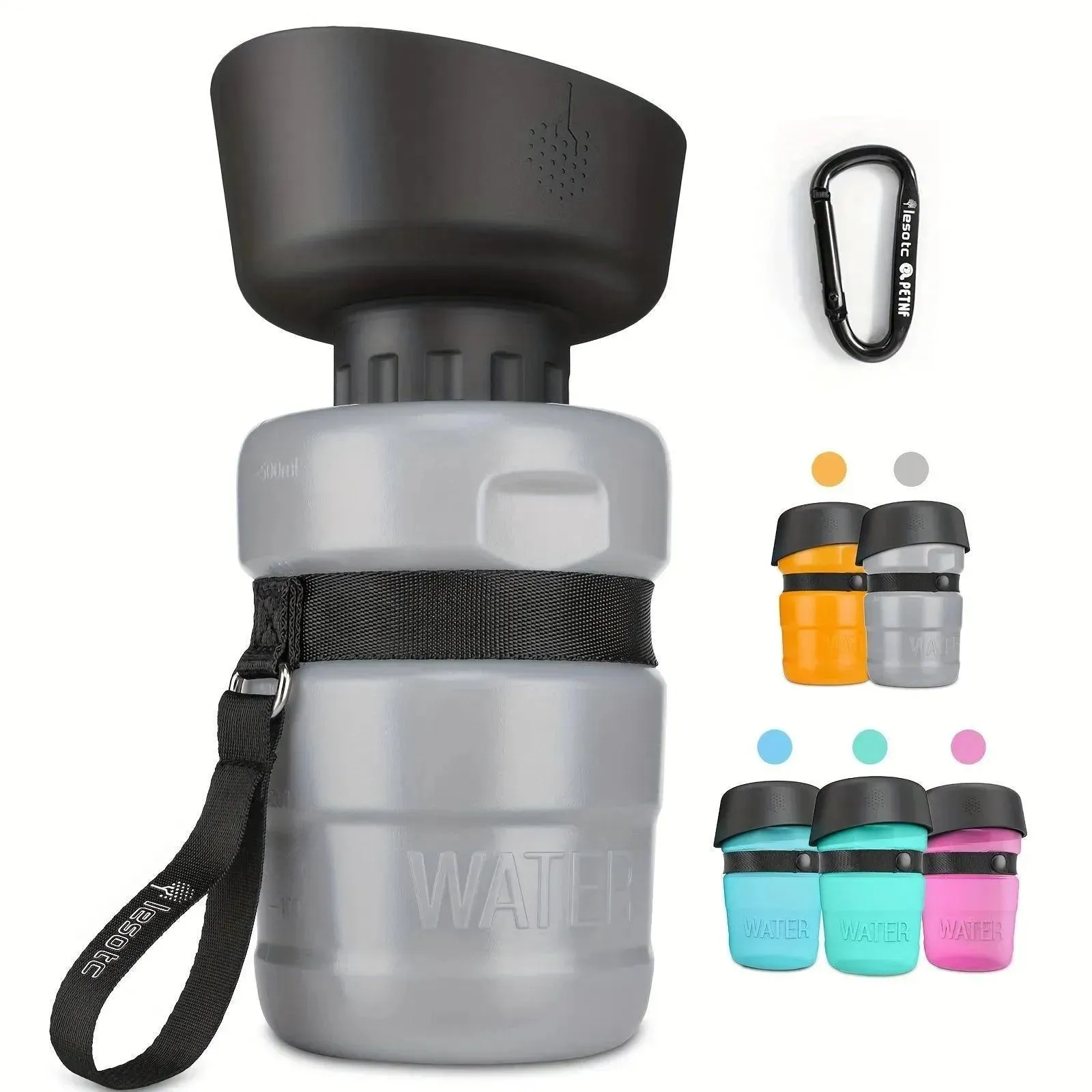 18oz Collapsible Dog Water Bottle - Leakproof, BPA-Free, Macaron Colors