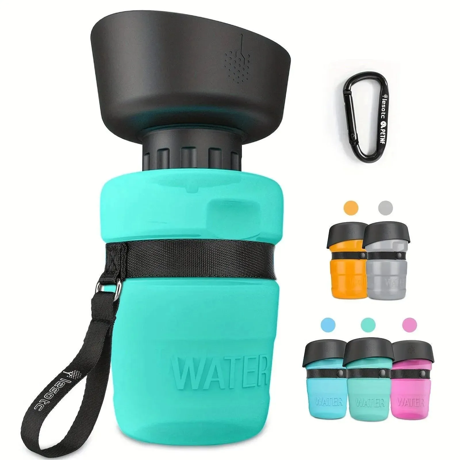 18oz Collapsible Dog Water Bottle - Leakproof, BPA-Free, Macaron Colors