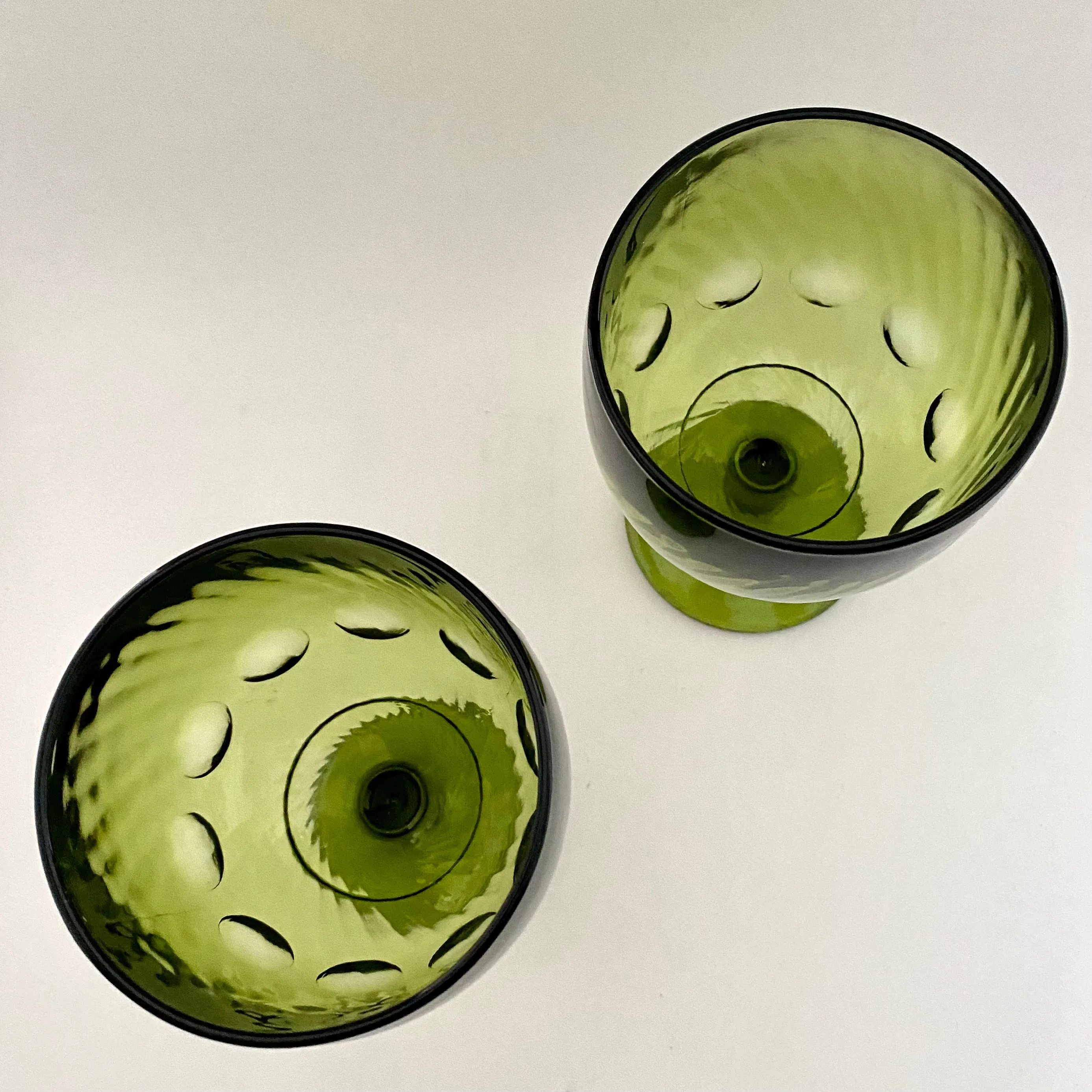 1970s Green Glass Goblet Set