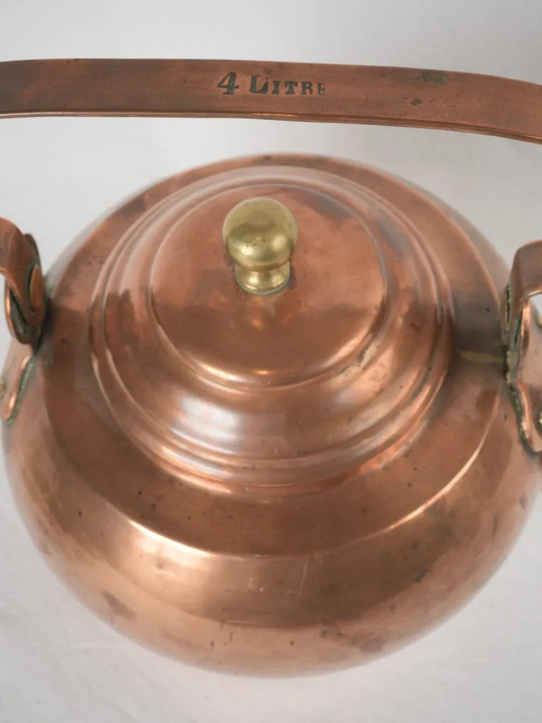 19th-century French copper kettle - 4 liter