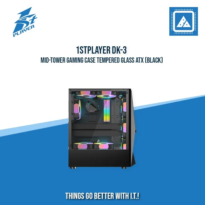 1STPLAYER DK-3 MID-TOWER GAMING CASE TEMPERED GLASS ATX (BLACK)