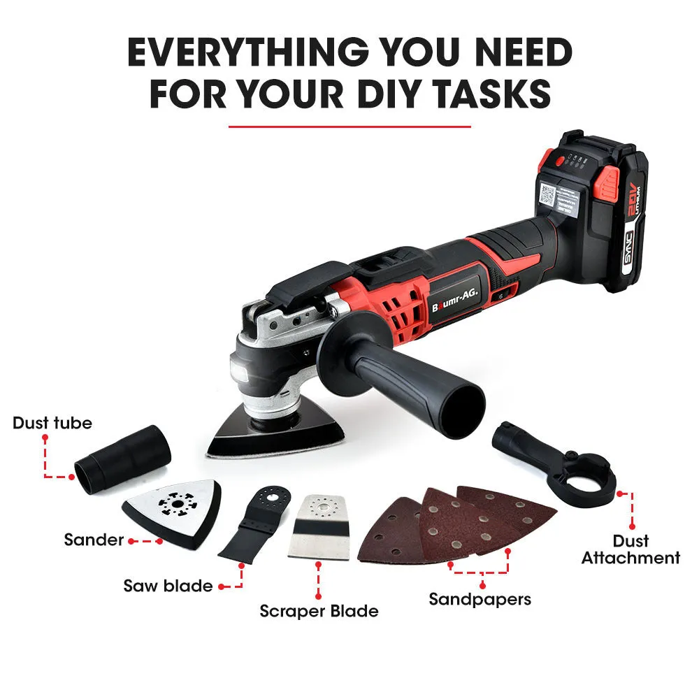 20V Cordless Oscillating Multi-Tool, 6-Speed LEDs - Baumr-AG