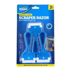 3 Pack Scraper Window & Glass Razor With Protective Cap - 10cm x 3.6cm