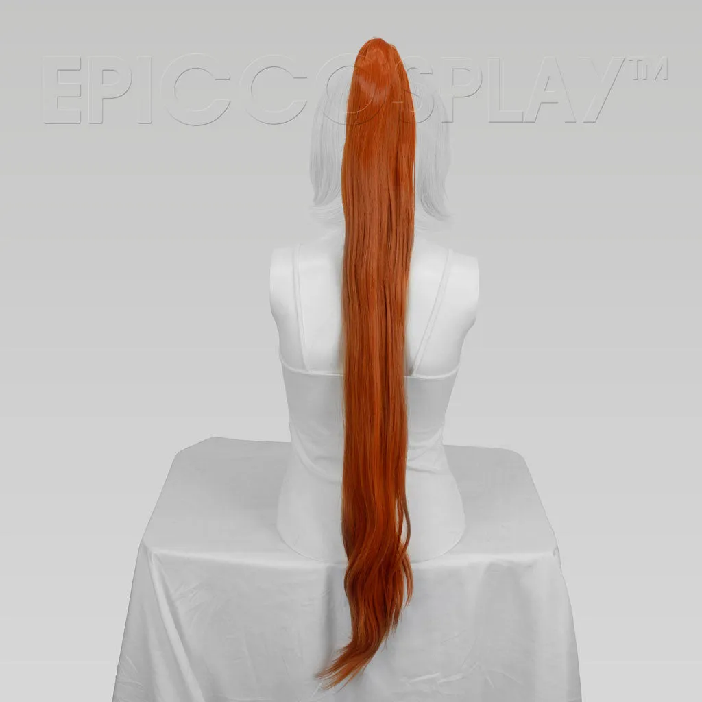 35" Autumn Orange Straight Ponytail Clipon