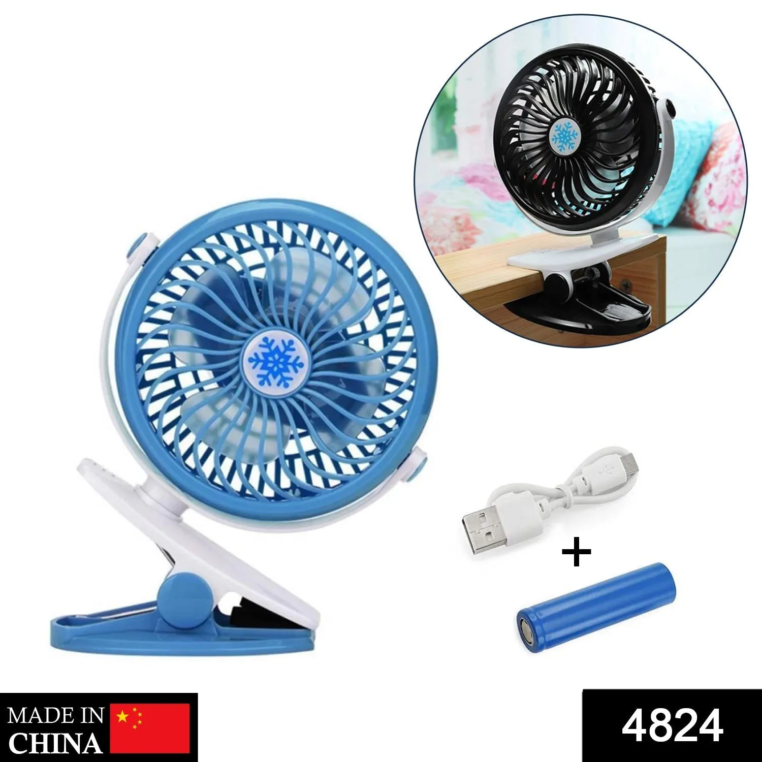 4824 Mini USB Clip Fan widely used in summers for cool down rooms and body purposes.(Battery Not Include)