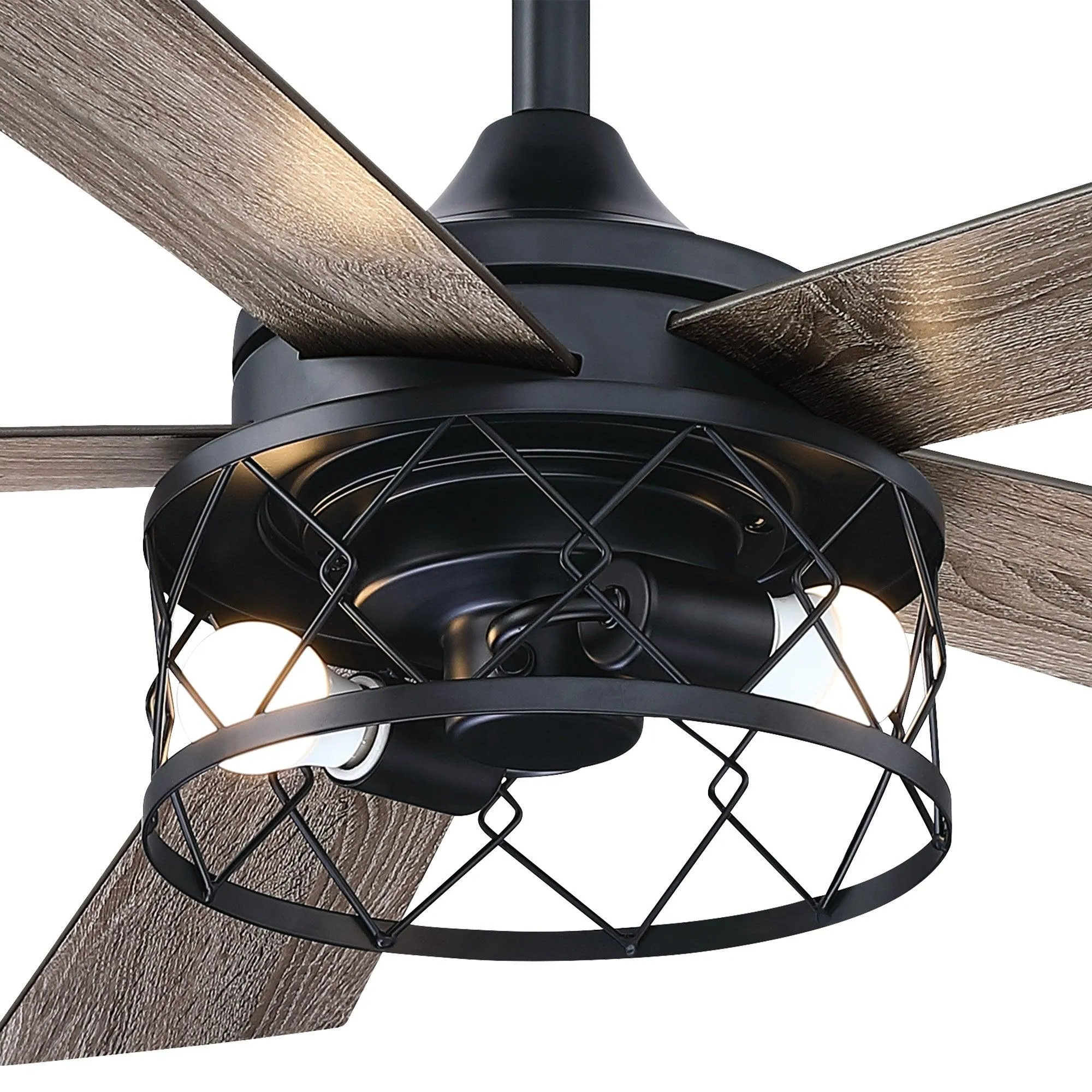 52" Windmill Industrial Downrod Mount Reversible Ceiling Fan with Lighting and Remote Control