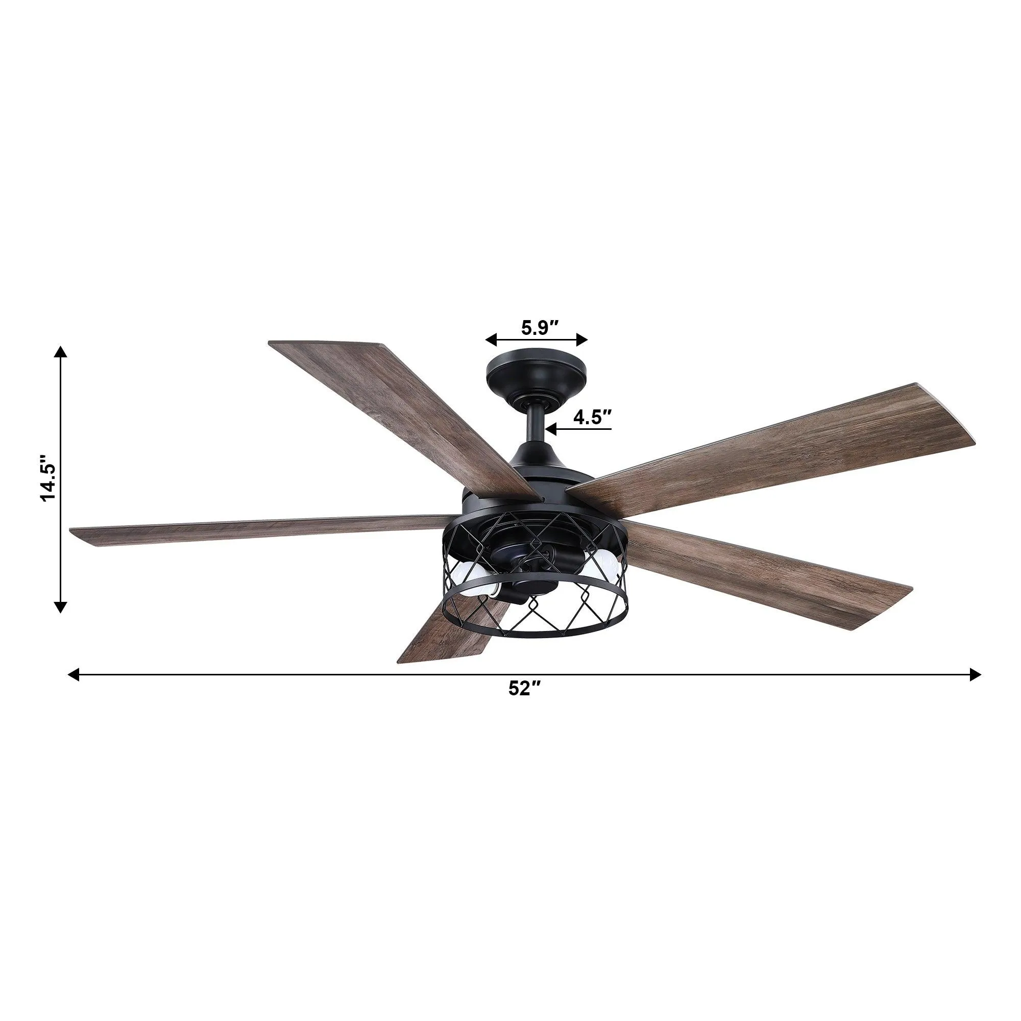 52" Windmill Industrial Downrod Mount Reversible Ceiling Fan with Lighting and Remote Control