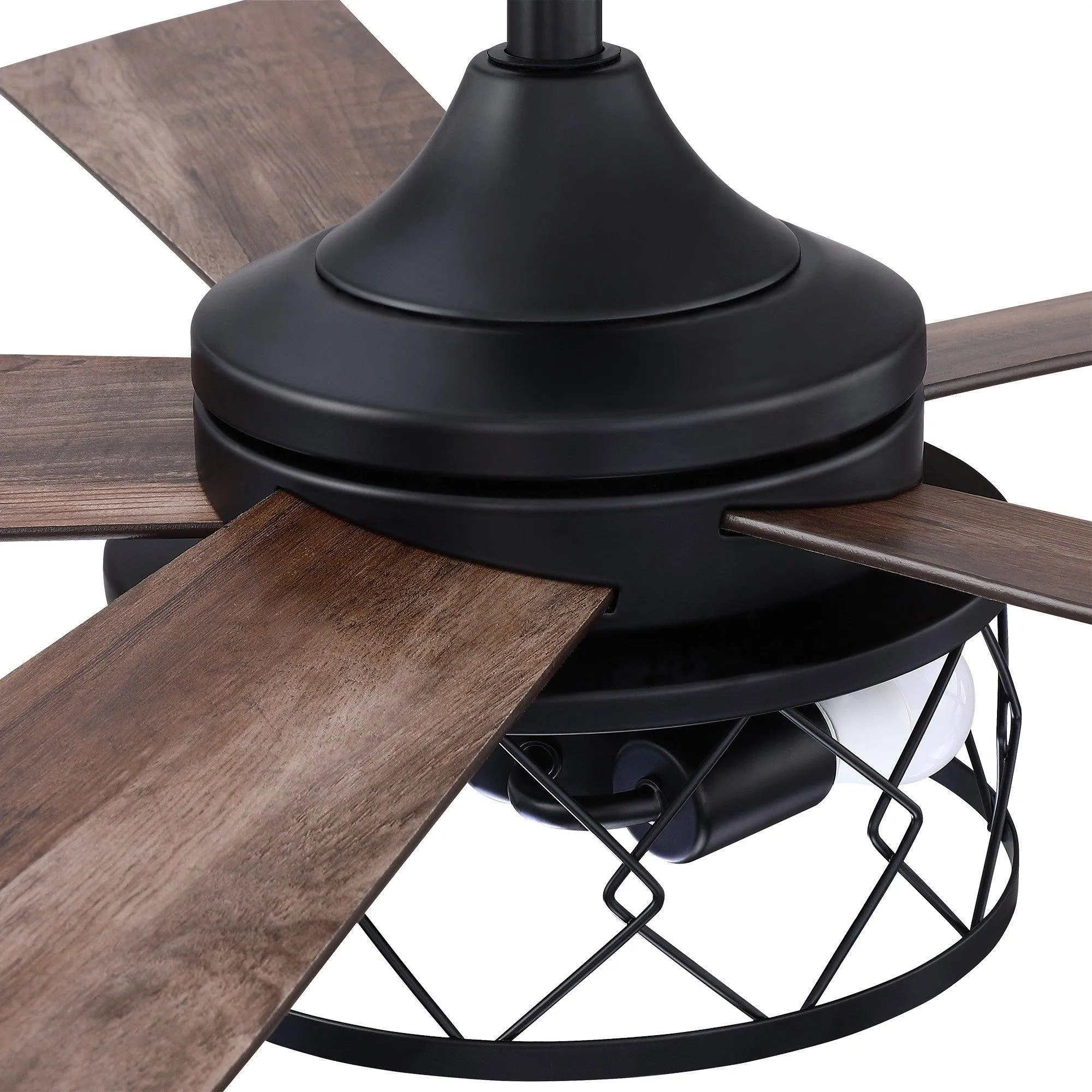 52" Windmill Industrial Downrod Mount Reversible Ceiling Fan with Lighting and Remote Control