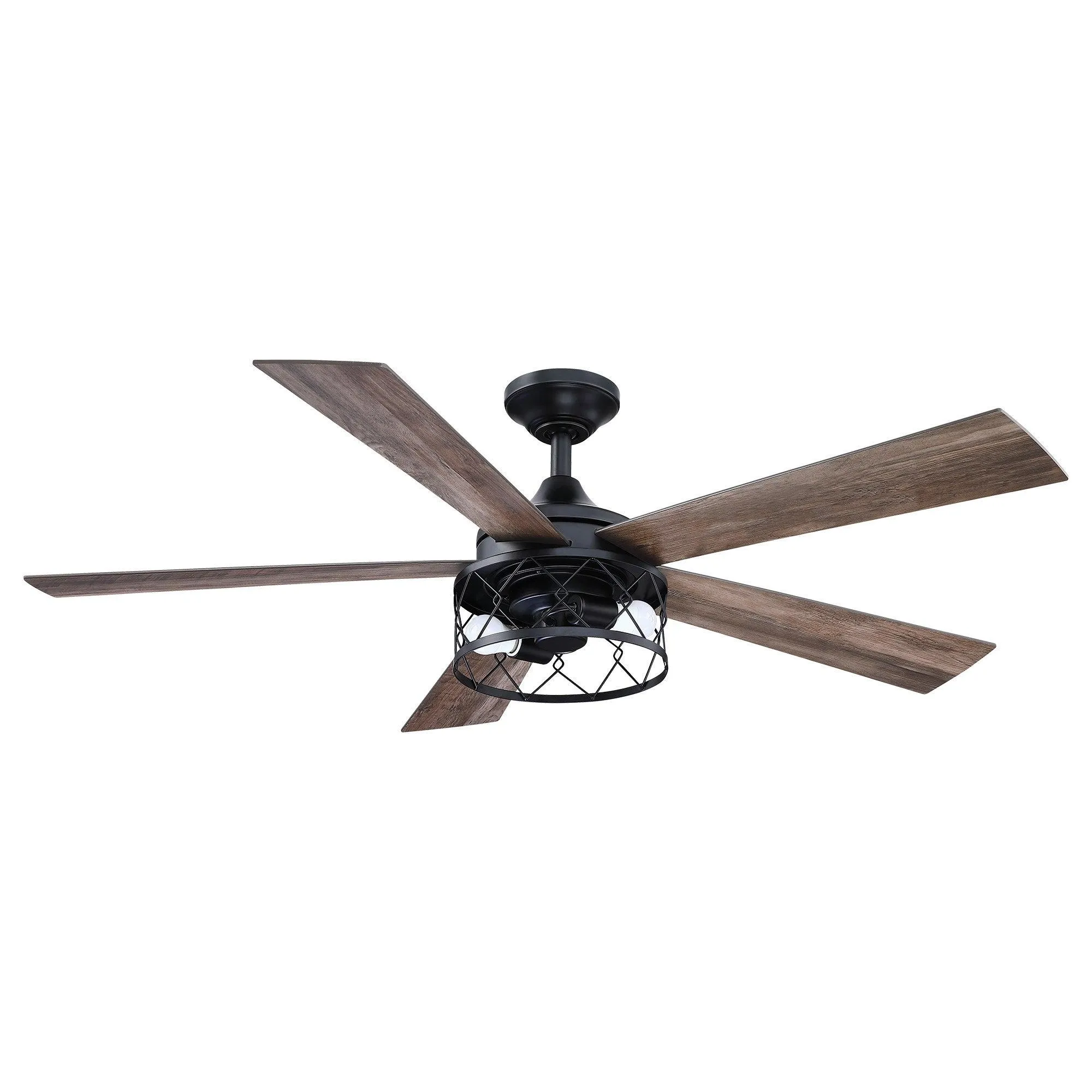 52" Windmill Industrial Downrod Mount Reversible Ceiling Fan with Lighting and Remote Control