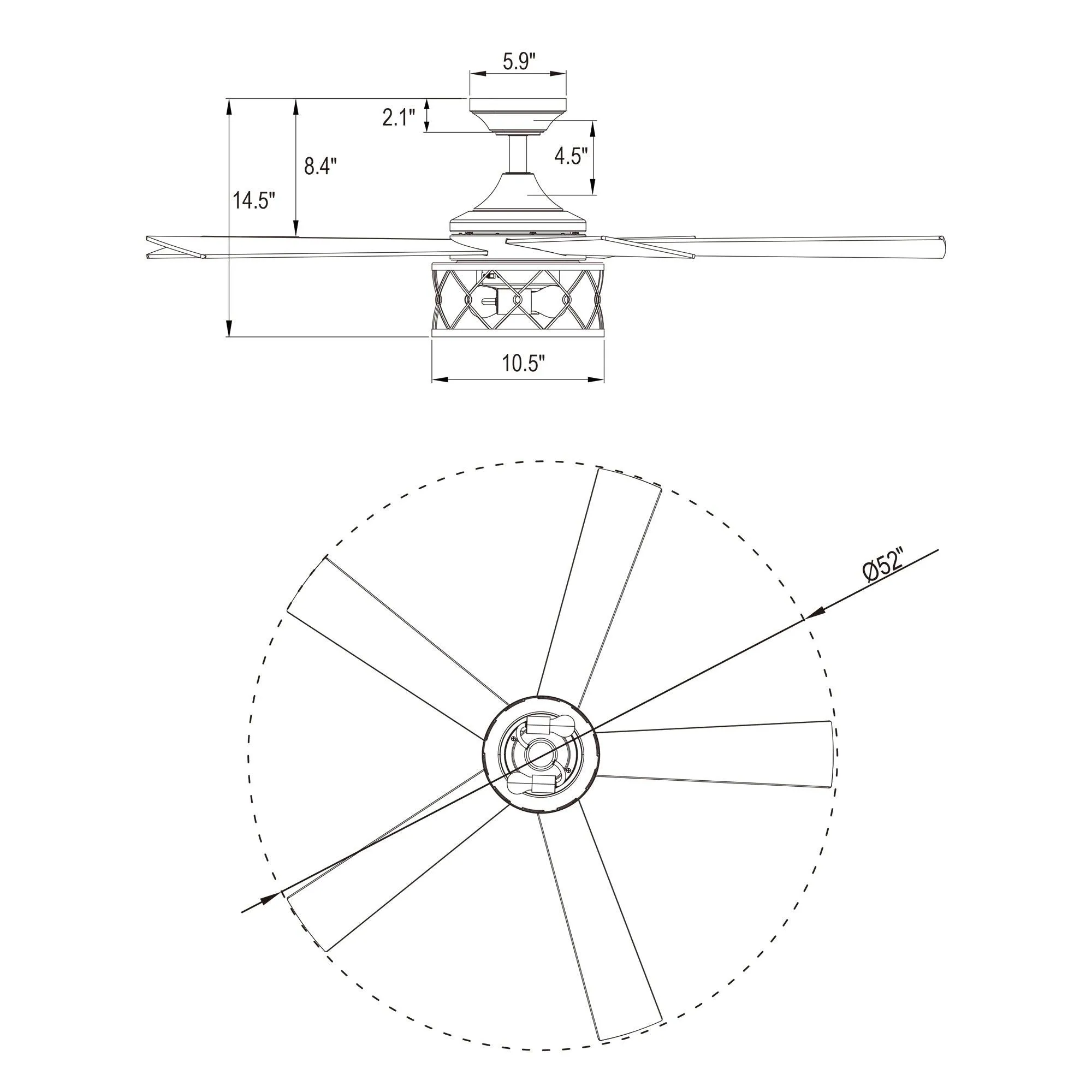 52" Windmill Industrial Downrod Mount Reversible Ceiling Fan with Lighting and Remote Control