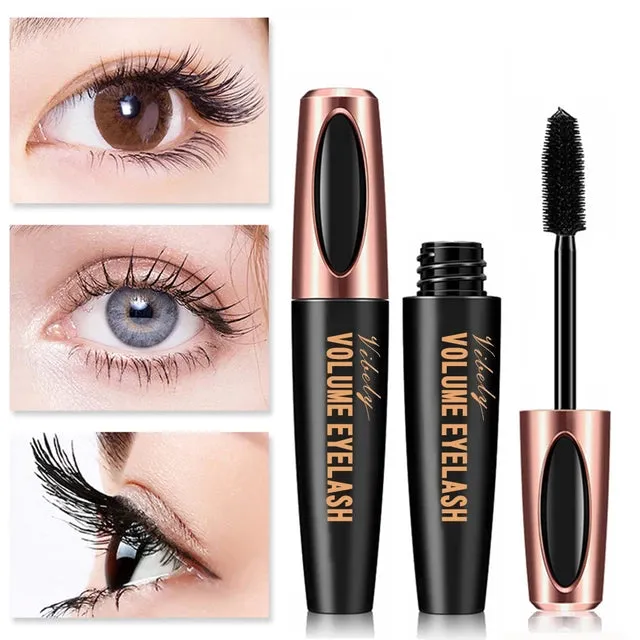 5d Silk Fiber Mascara, Eye Makeup Mask, Waterproof, Long Curled Lashes, Shiny Black