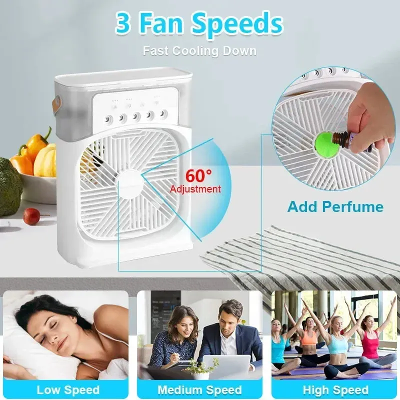 6-Inch Air Conditioner Fan with 5 Spray Settings – Refreshing Comfort