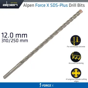 ALPEN FORCE X 12.0 x 310/250  SDS-PLUS DRILL BIT X4 CUTTING EDGES ALP845012