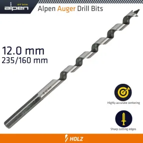 ALPEN WOOD AUGER DRILL BIT 12X 235MM ALP21612