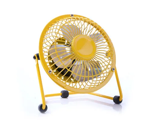 Aluminium Fan Blade Series Mini USB Fan with Fan Cover - Yellow