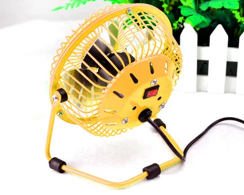 Aluminium Fan Blade Series Mini USB Fan with Fan Cover - Yellow