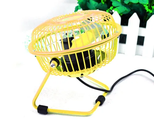 Aluminium Fan Blade Series Mini USB Fan with Fan Cover - Yellow