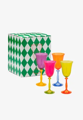 ANNA NINA | MULTICOLOURED WINE GLASS SET OF 4