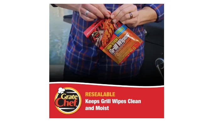 As Low as 58¢ Each: Grate Chef Non-Stick Grill Wipes - High Heat Resistant, Cleans and Oils Your Grill Grate; 24 or 48 Wipes