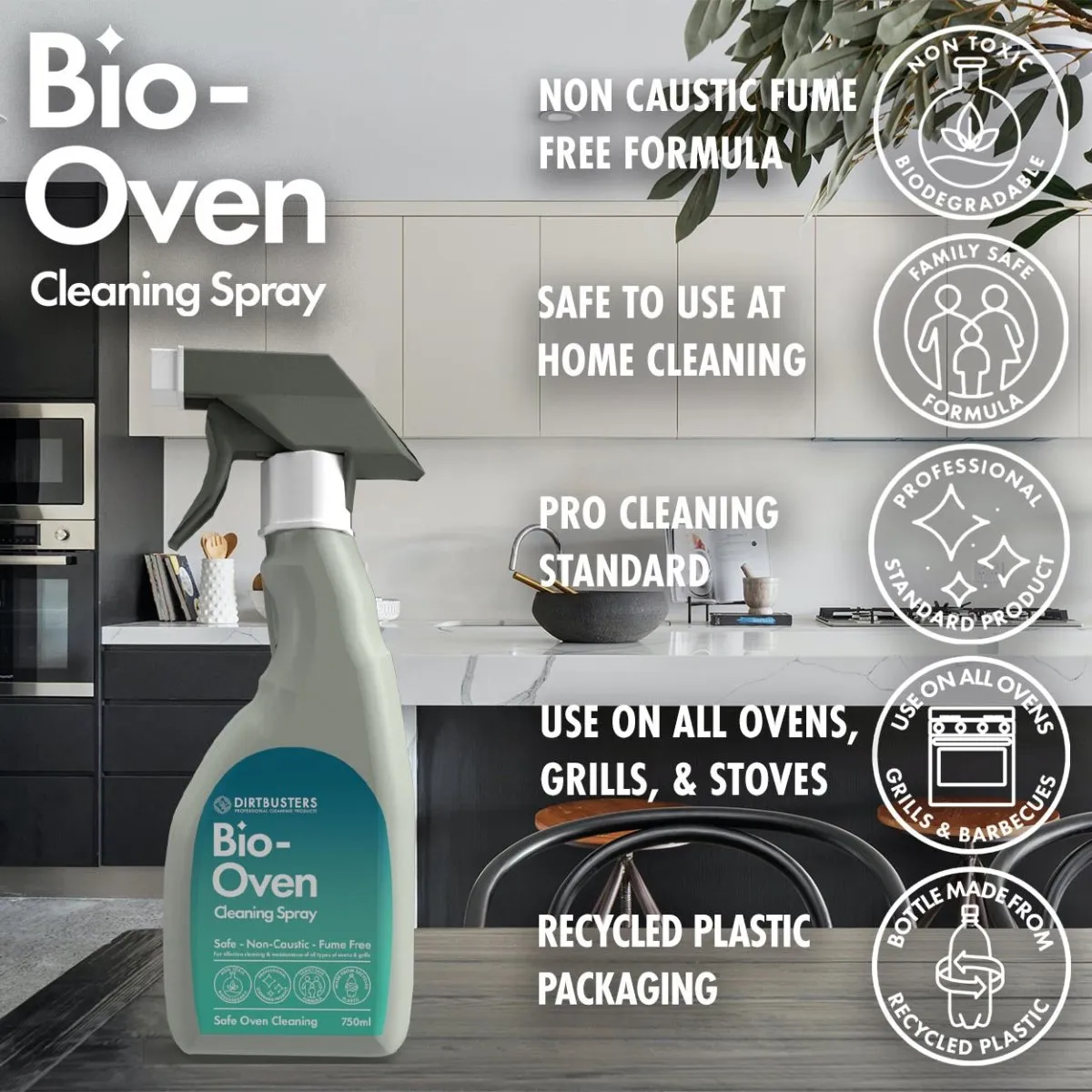 Bio Oven Cleaner Spray, Safe Non Caustic Cleaning For All Ovens, Grills, Racks & BBQ (750ml)…