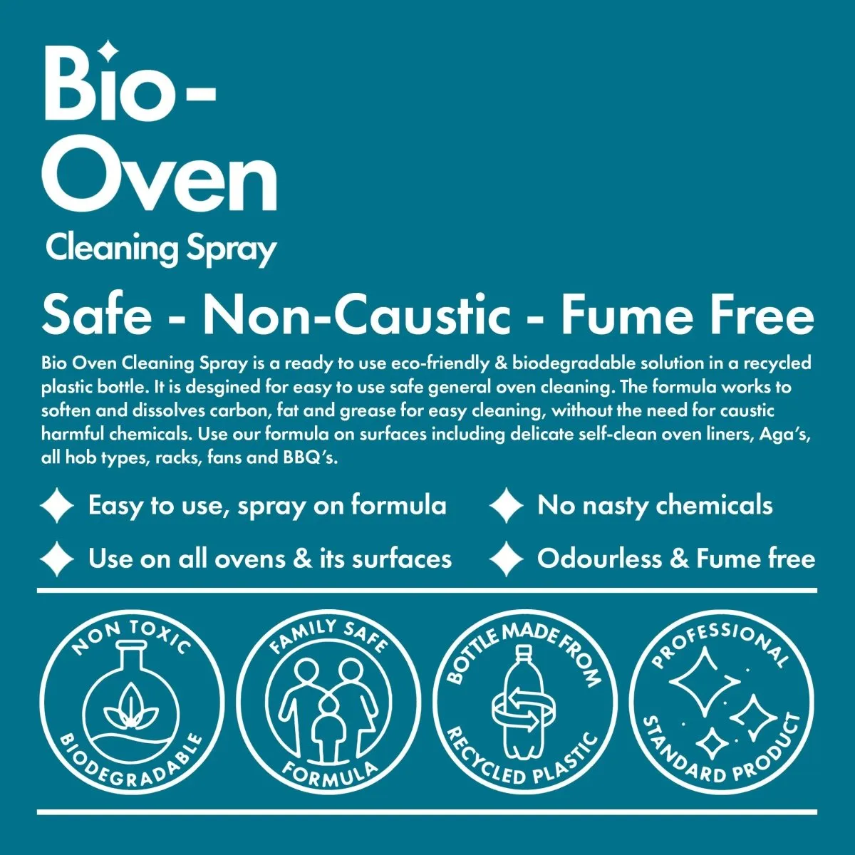 Bio Oven Cleaner Spray, Safe Non Caustic Cleaning For All Ovens, Grills, Racks & BBQ (750ml)…