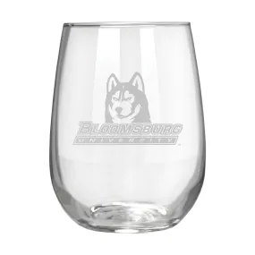 Bloomsburg Huskies 17 oz. Stemless Wine Glass