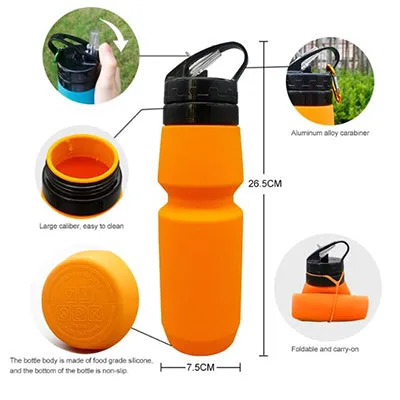 BPA Free Silicone Collapsible Sports Bottle 750ml