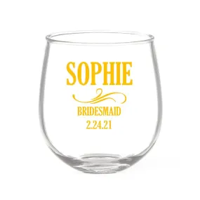 Bridal Party Stemless Wine Glass