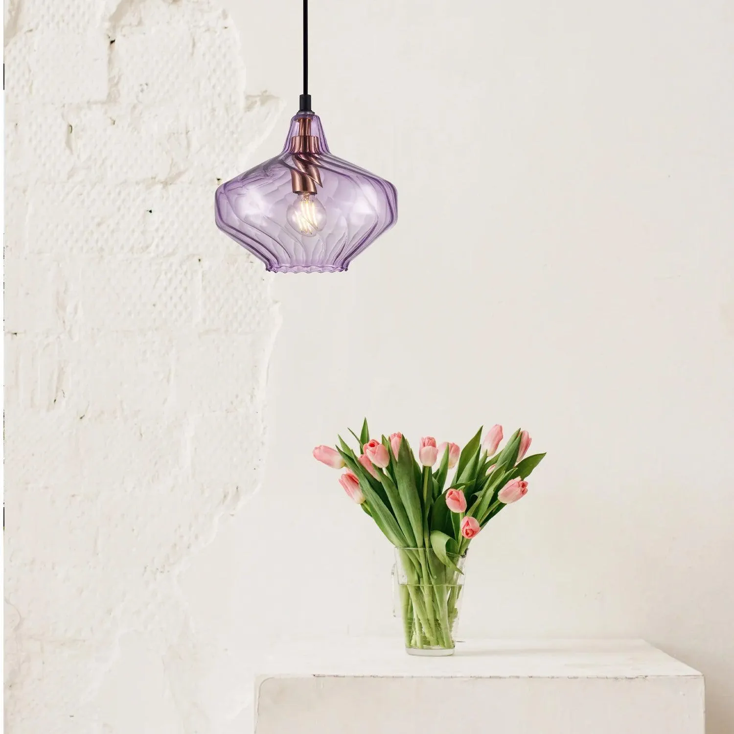 Campana Pendant Light in Amber, Smokey Black, Purple or Green