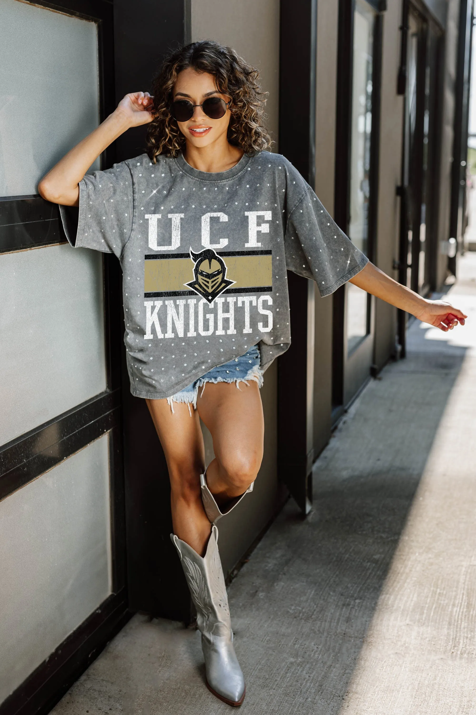 CENTRAL FLORIDA KNIGHTS ON THE BALL MINI RHINESTONE SHORT SLEEVE CLASSIC TEE