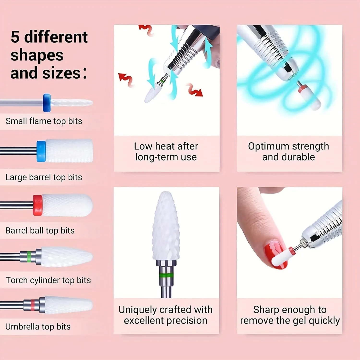 Ceramic Nail Drill Bits Set for Professional ManicuresPedicures