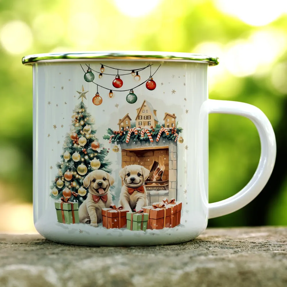 Christmas Puppies Camp Mug