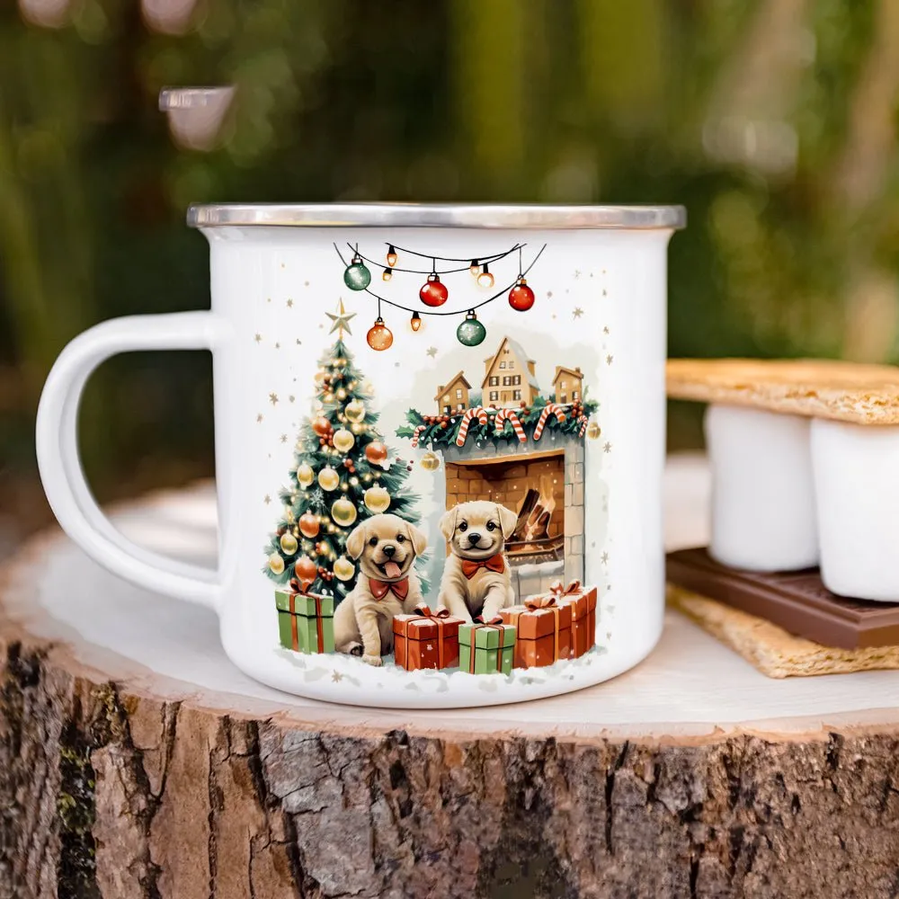 Christmas Puppies Camp Mug