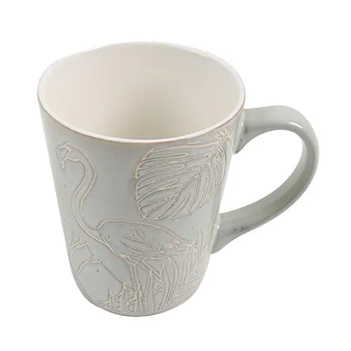 Chumbak Bahamas Leafy Tumbler Mug - Mint - Tea and Coffee Mug, Ceramic Drinking Cup, Dining and Tableware for Hot Beverages, Breakfast Mug for Home, Dishwasher and Microwave Safe, Size 3.4"x3.4"x4.5"