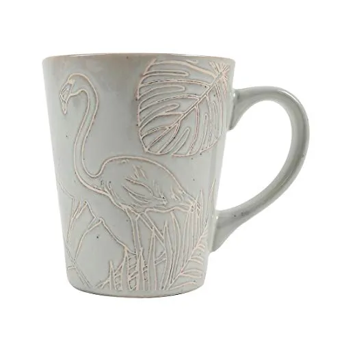 Chumbak Bahamas Leafy Tumbler Mug - Mint - Tea and Coffee Mug, Ceramic Drinking Cup, Dining and Tableware for Hot Beverages, Breakfast Mug for Home, Dishwasher and Microwave Safe, Size 3.4"x3.4"x4.5"