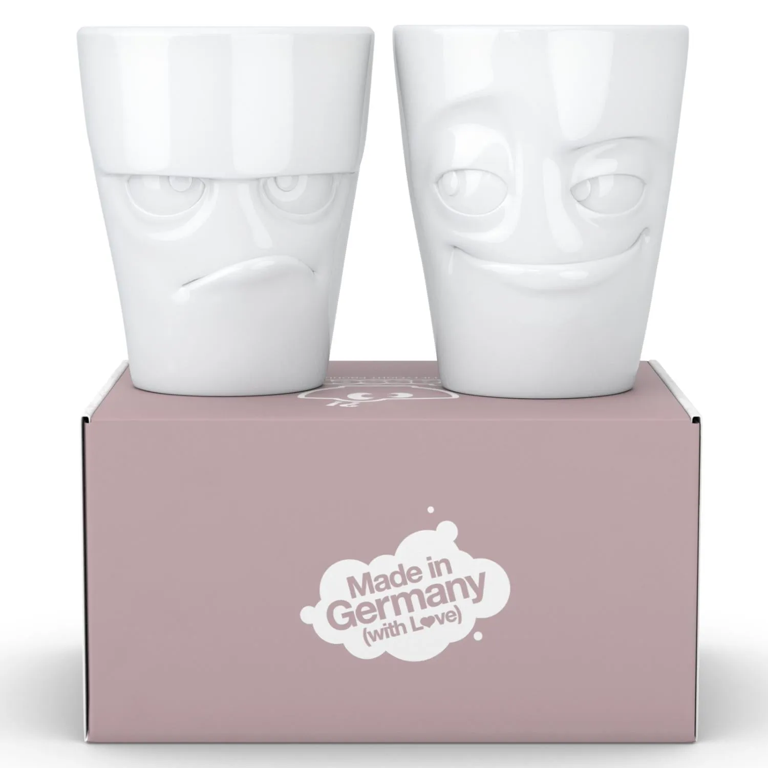 Coffee Mug Set No. 1, Grumpy & Impish Face (Mugs Without Handles)