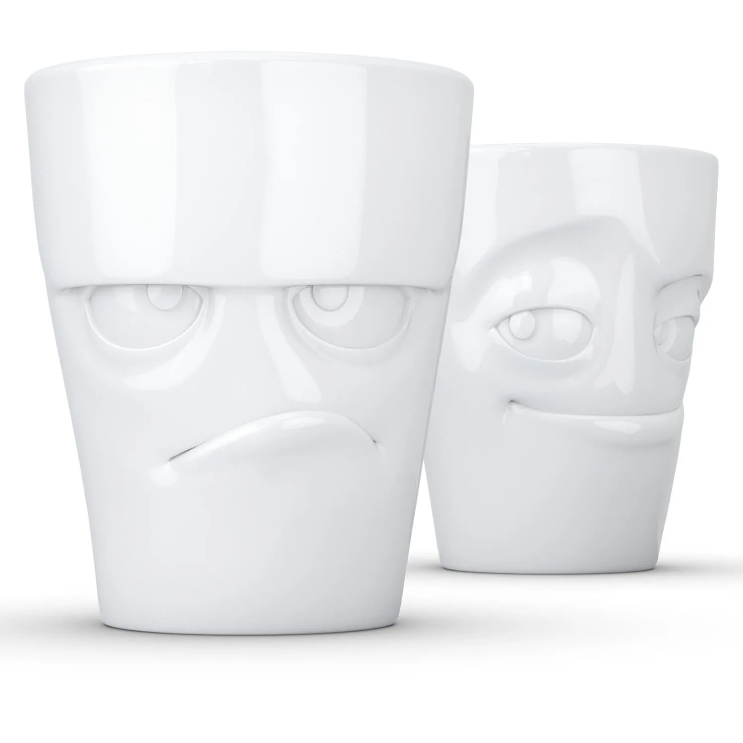 Coffee Mug Set No. 1, Grumpy & Impish Face (Mugs Without Handles)