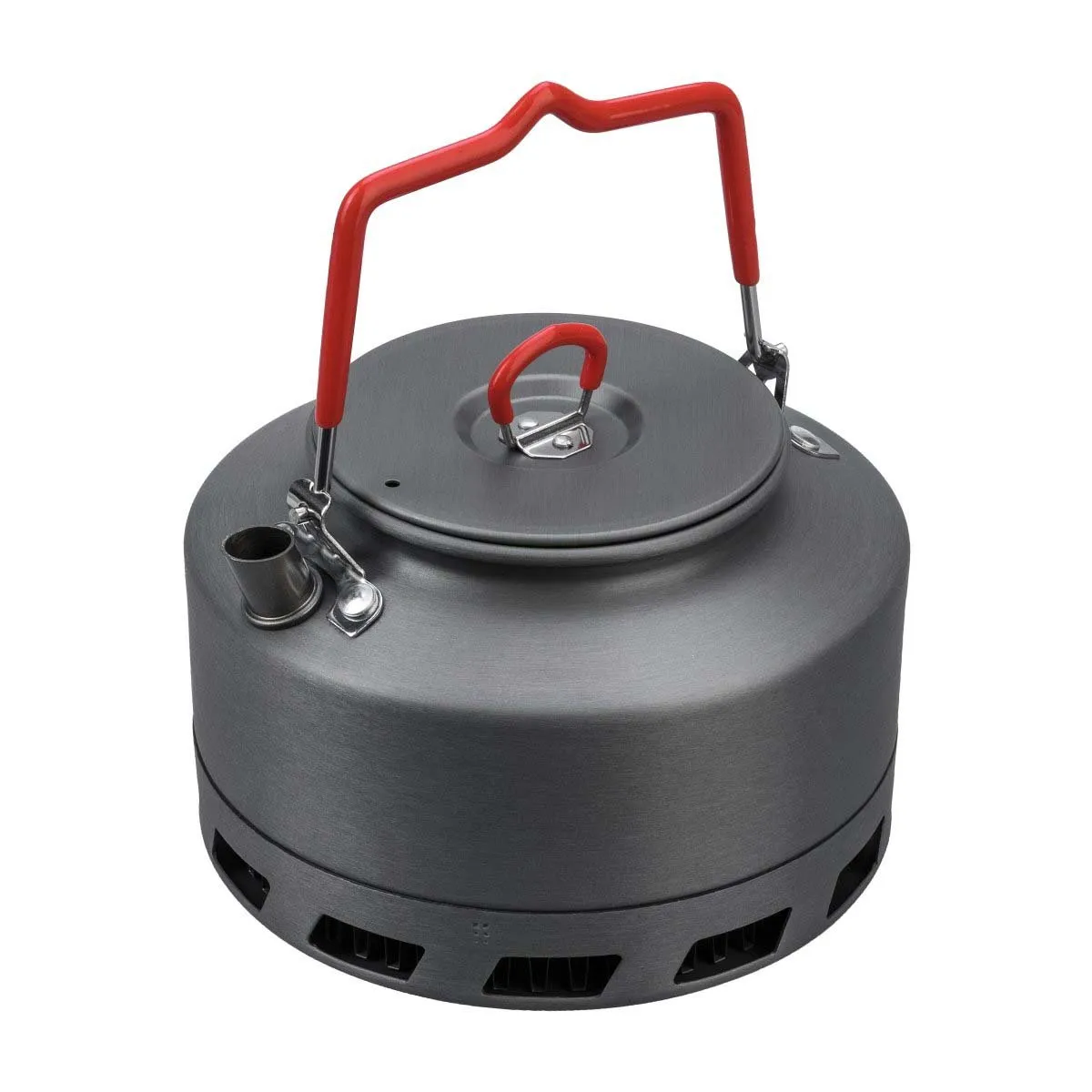 Compact Outdoor Anodized Aluminum Kettle for Camping with Windscreen Bottom