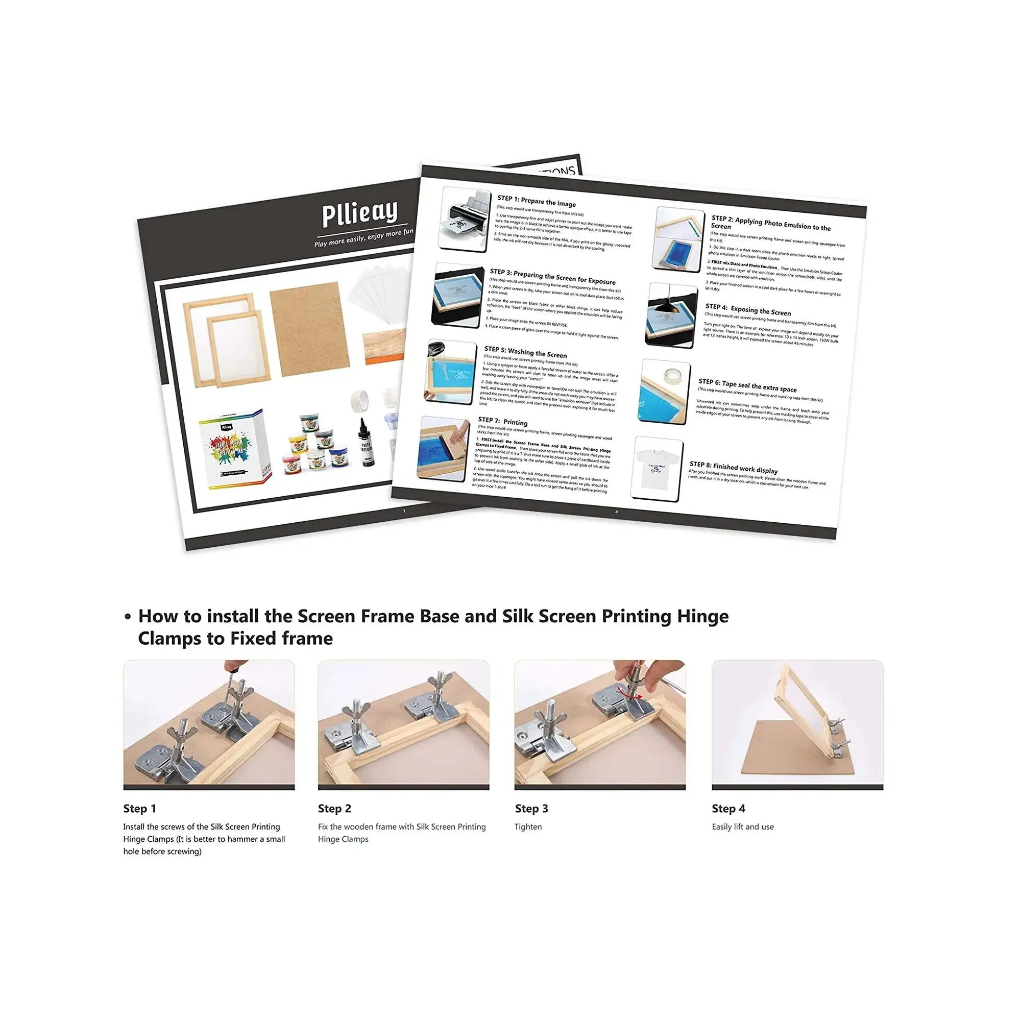 Complete Screen Printing Kit | 62 Pieces Includes Fabric Screen Printing Ink