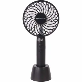 Contempo 10cm Rechargeable Handheld Fan - Black