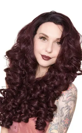 Curly Dark Roots Black Rose Lace Front Wig