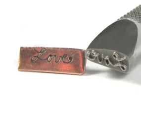 Cursive Script Love, 1/2 Shank Design Stamp, for all metals and Stainless 11 x 5 mm