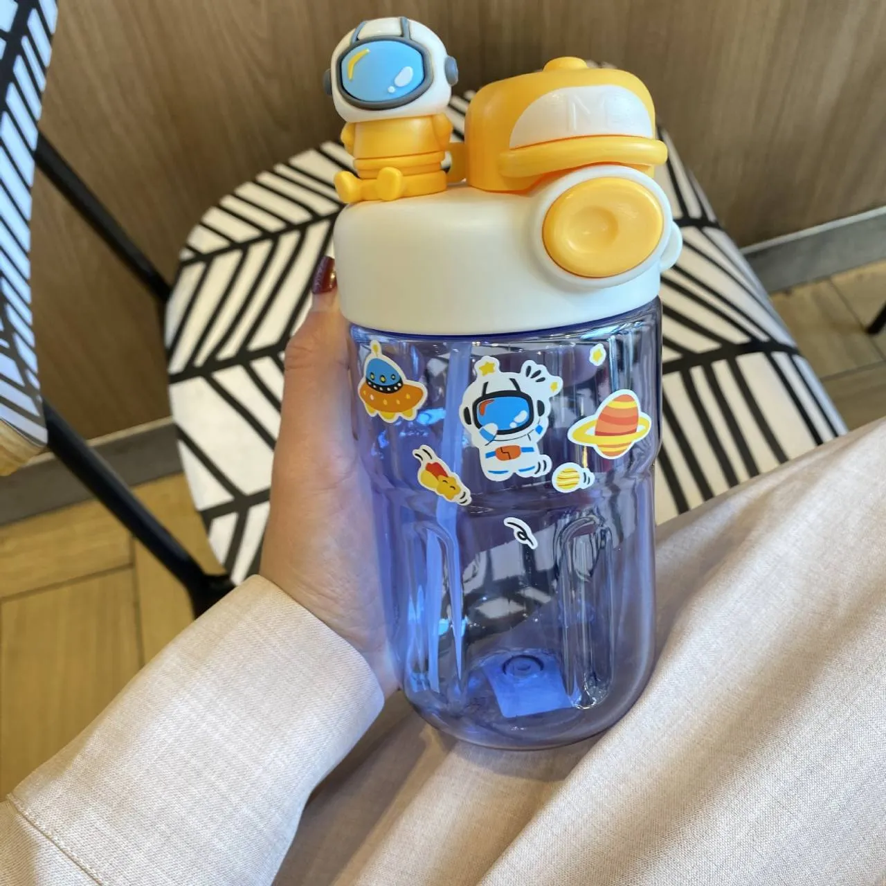 Cute Kawaii Water Bottle with Straw and Strickers