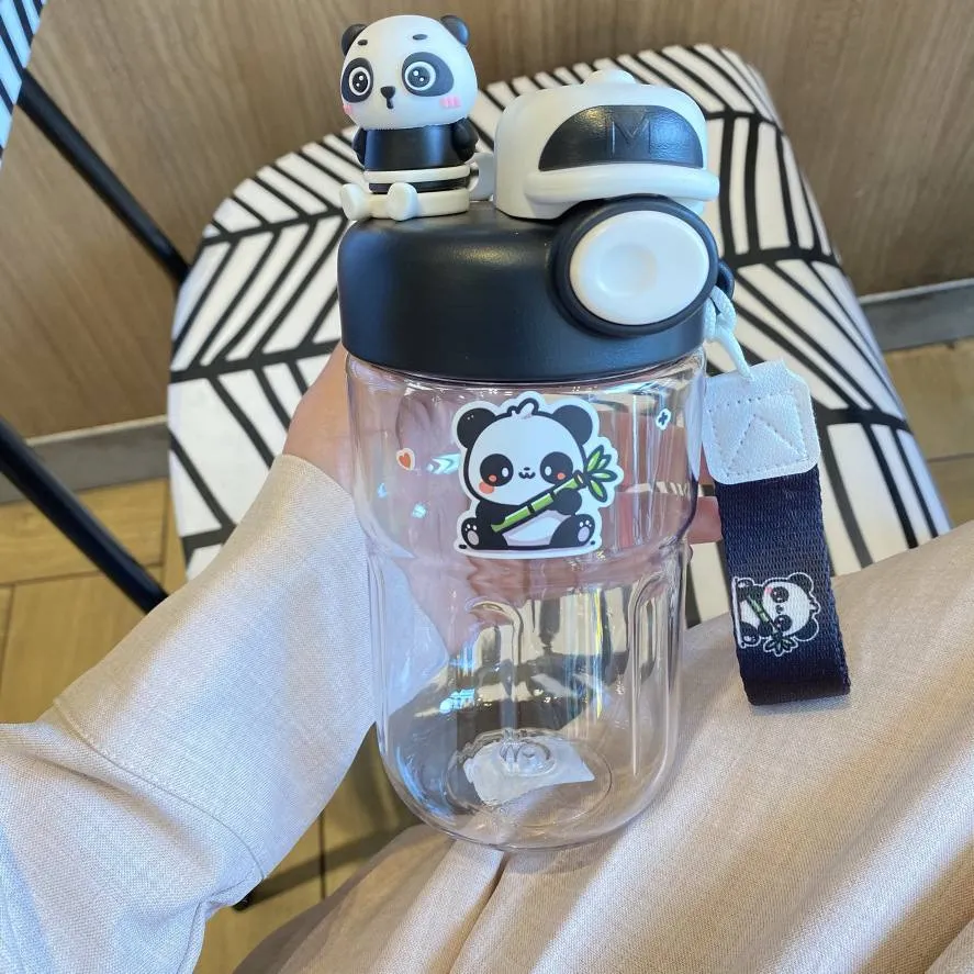 Cute Kawaii Water Bottle with Straw and Strickers