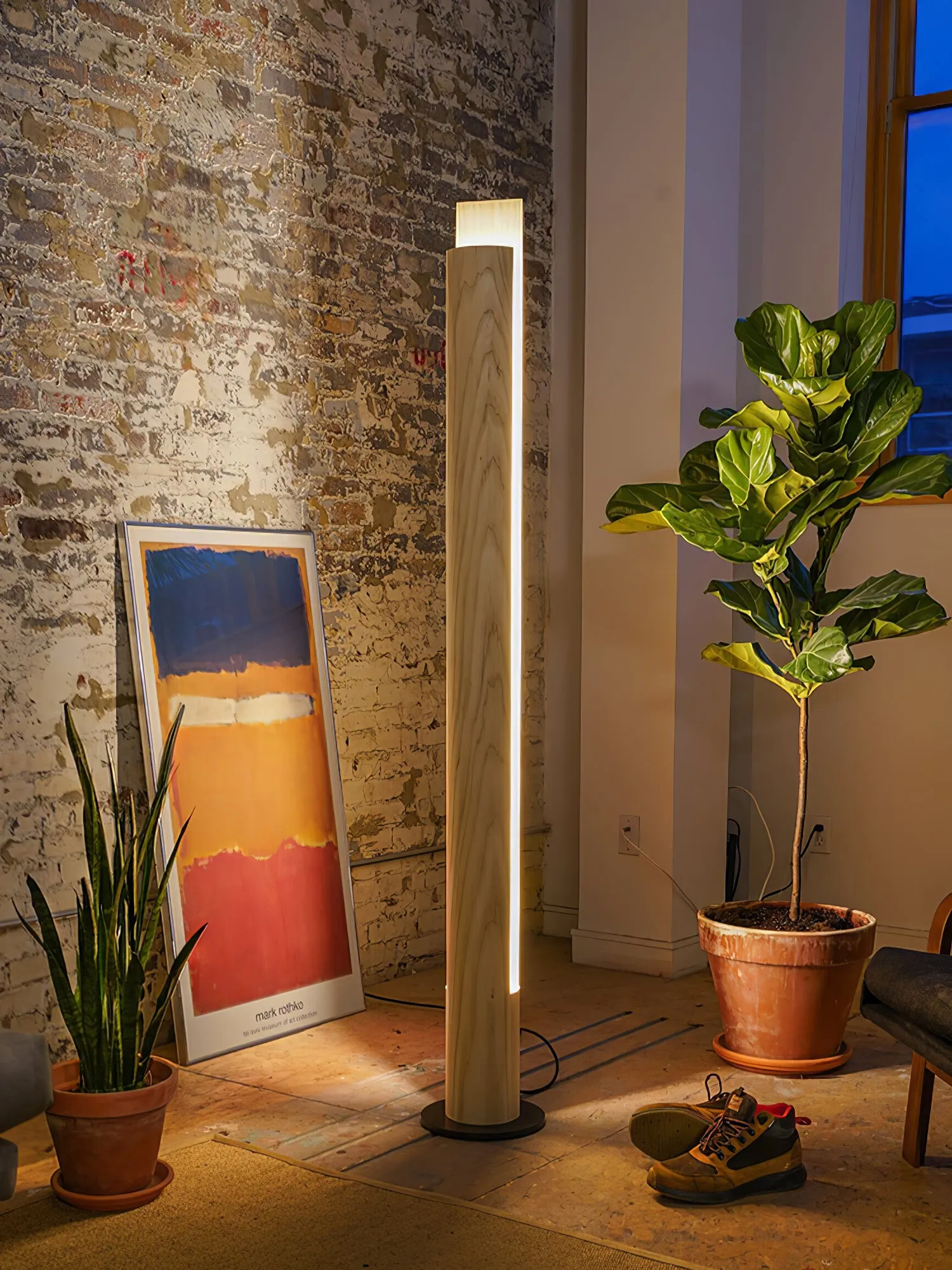 Cylindrical Timber Column Floor Lamp