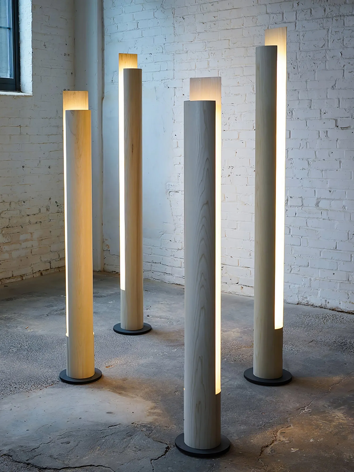 Cylindrical Timber Column Floor Lamp